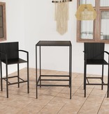 VidaXL 3-delige Tuinbarset poly rattan zwart