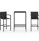 VidaXL 3-delige Tuinbarset poly rattan zwart