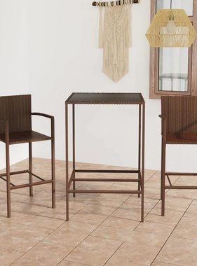 VidaXL 3-delige Tuinbarset poly rattan bruin