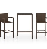 VidaXL 3-delige Tuinbarset poly rattan bruin