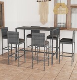 VidaXL 7-delige Tuinbarset met kussens poly rattan grijs