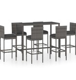 VidaXL 7-delige Tuinbarset met kussens poly rattan grijs
