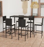 VidaXL 7-delige Tuinbarset met kussens poly rattan zwart
