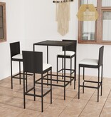 VidaXL 5-delige Tuinbarset met kussens poly rattan zwart