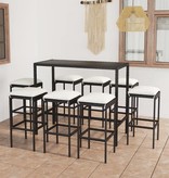 VidaXL 9-delige Tuinbarset met kussens poly rattan zwart