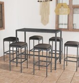 VidaXL 7-delige Tuinbarset met kussens poly rattan grijs