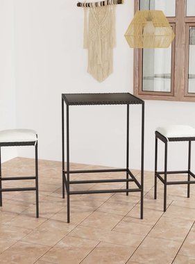 VidaXL 3-delige Tuinbarset met kussens poly rattan zwart