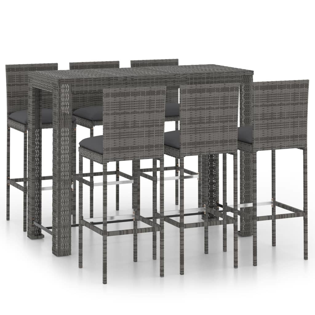 VidaXL 7-delige Tuinbarset met antracietkleurige kussens poly rattan