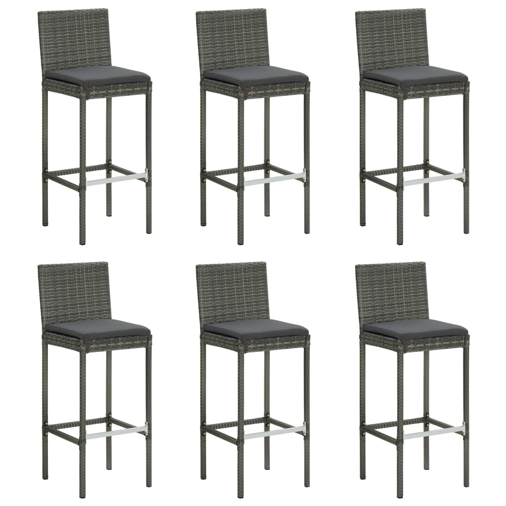 VidaXL 7-delige Tuinbarset met antracietkleurige kussens poly rattan