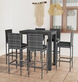 VidaXL 7-delige Tuinbarset met kussens poly rattan grijs