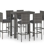 VidaXL 7-delige Tuinbarset met kussens poly rattan grijs