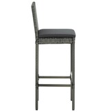VidaXL 7-delige Tuinbarset met kussens poly rattan grijs
