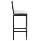 VidaXL 7-delige Tuinbarset met kussens poly rattan zwart