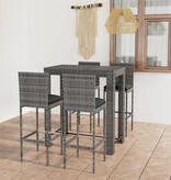 VidaXL 5-delige Tuinbarset met kussens poly rattan grijs