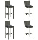 VidaXL 5-delige Tuinbarset met kussens poly rattan grijs