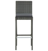 VidaXL 5-delige Tuinbarset met kussens poly rattan grijs