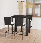 VidaXL 5-delige Tuinbarset met kussens poly rattan zwart