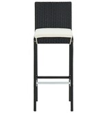 VidaXL 5-delige Tuinbarset met kussens poly rattan zwart