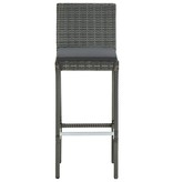 VidaXL 5-delige Tuinbarset met kussens poly rattan grijs