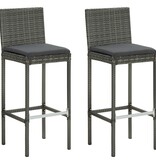 VidaXL 3-delige Tuinbarset met kussens poly rattan grijs
