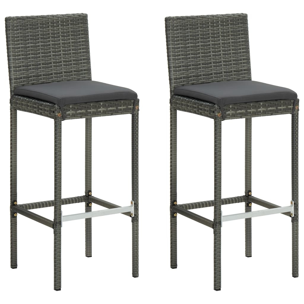 VidaXL 3-delige Tuinbarset met kussens poly rattan grijs