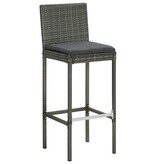 VidaXL 3-delige Tuinbarset met kussens poly rattan grijs