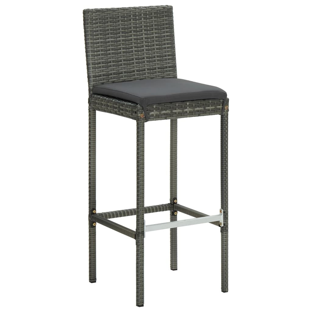 VidaXL 3-delige Tuinbarset met kussens poly rattan grijs