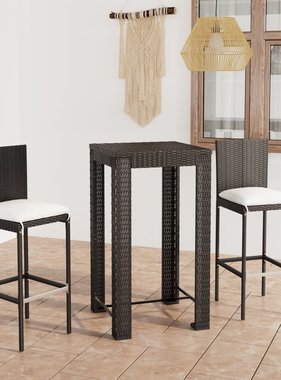 VidaXL 3-delige Tuinbarset met kussens poly rattan zwart