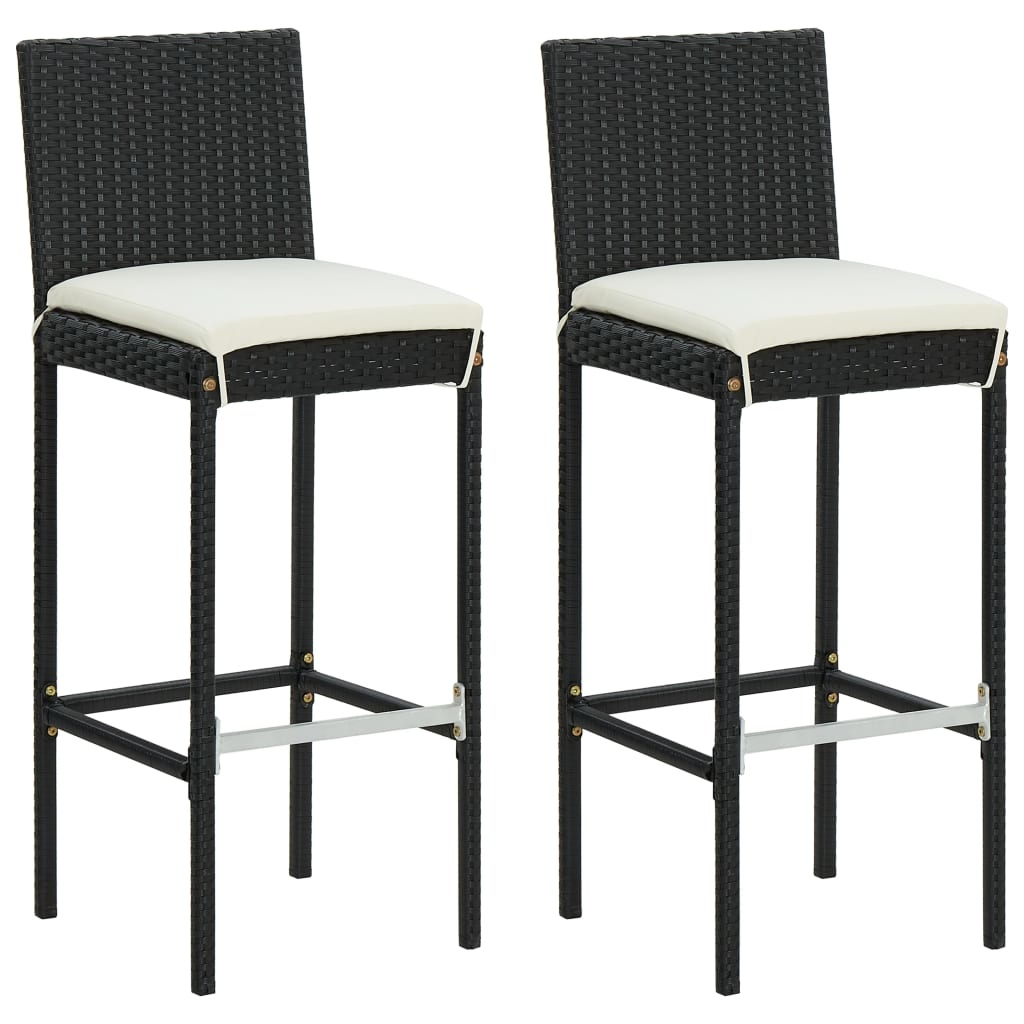 VidaXL 3-delige Tuinbarset met kussens poly rattan zwart