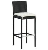 VidaXL 3-delige Tuinbarset met kussens poly rattan zwart