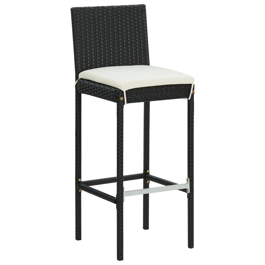 VidaXL 3-delige Tuinbarset met kussens poly rattan zwart