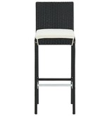 VidaXL 3-delige Tuinbarset met kussens poly rattan zwart