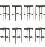 VidaXL 9-delige Tuinbarset met kussens poly rattan grijs