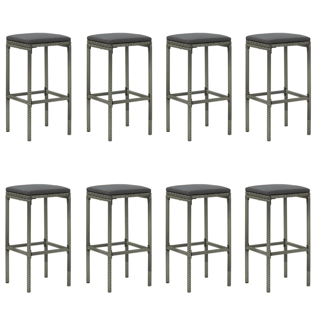 VidaXL 9-delige Tuinbarset met kussens poly rattan grijs