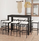 VidaXL 9-delige Tuinbarset met kussens poly rattan zwart