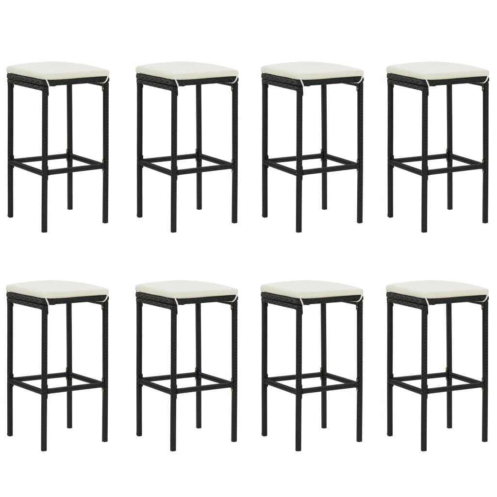 VidaXL 9-delige Tuinbarset met kussens poly rattan zwart