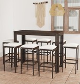 VidaXL 9-delige Tuinbarset met kussens poly rattan bruin