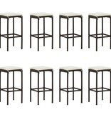 VidaXL 9-delige Tuinbarset met kussens poly rattan bruin