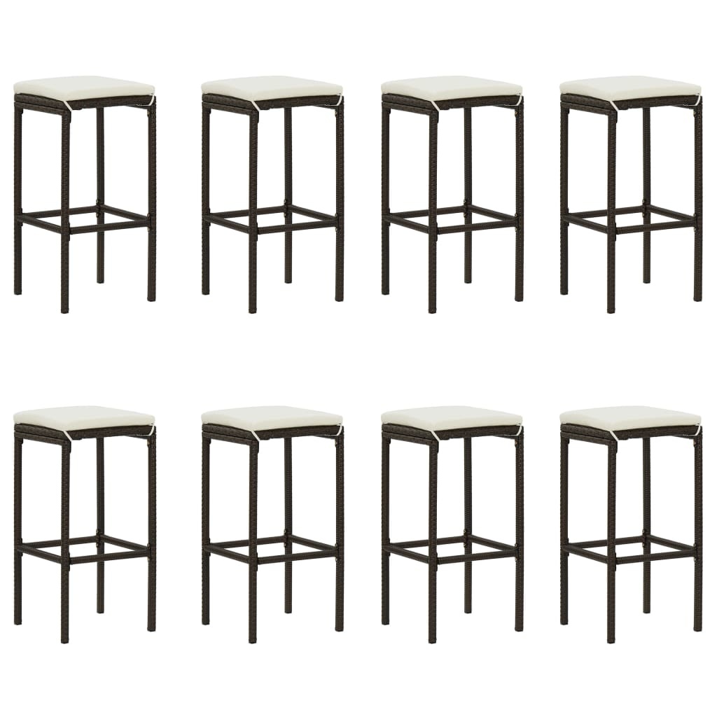 VidaXL 9-delige Tuinbarset met kussens poly rattan bruin