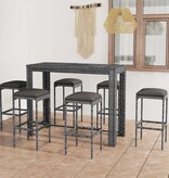 VidaXL 7-delige Tuinbarset met kussens poly rattan grijs