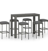 VidaXL 7-delige Tuinbarset met kussens poly rattan grijs