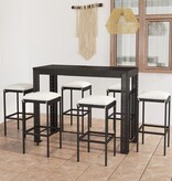 VidaXL 7-delige Tuinbarset met kussens poly rattan zwart