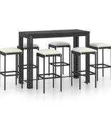 VidaXL 7-delige Tuinbarset met kussens poly rattan zwart