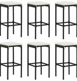 VidaXL 7-delige Tuinbarset met kussens poly rattan zwart