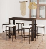 VidaXL 7-delige Tuinbarset met kussens poly rattan bruin