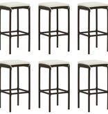 VidaXL 7-delige Tuinbarset met kussens poly rattan bruin