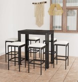 VidaXL 7-delige Tuinbarset met kussens poly rattan zwart