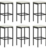 VidaXL 7-delige Tuinbarset met kussens poly rattan zwart