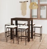VidaXL 7-delige Tuinbarset met kussens poly rattan bruin