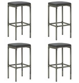 VidaXL 5-delige Tuinbarset met kussens poly rattan grijs